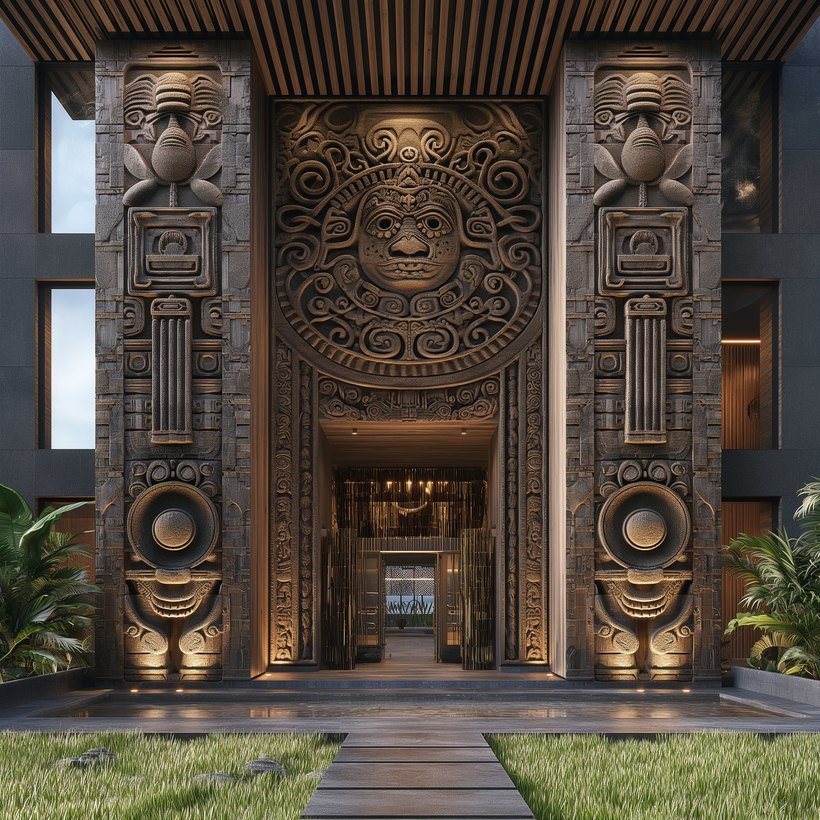 RAKAN, carved entrance, rendering