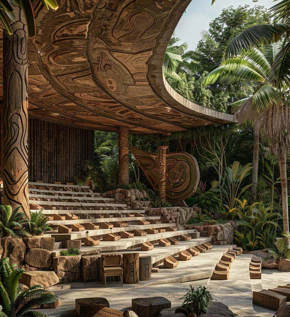 The amphitheatre in the jungle, rendering