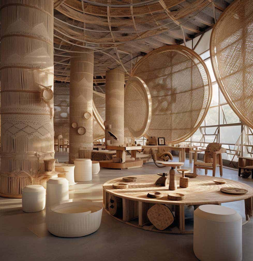 The weaving workshop, rendering
